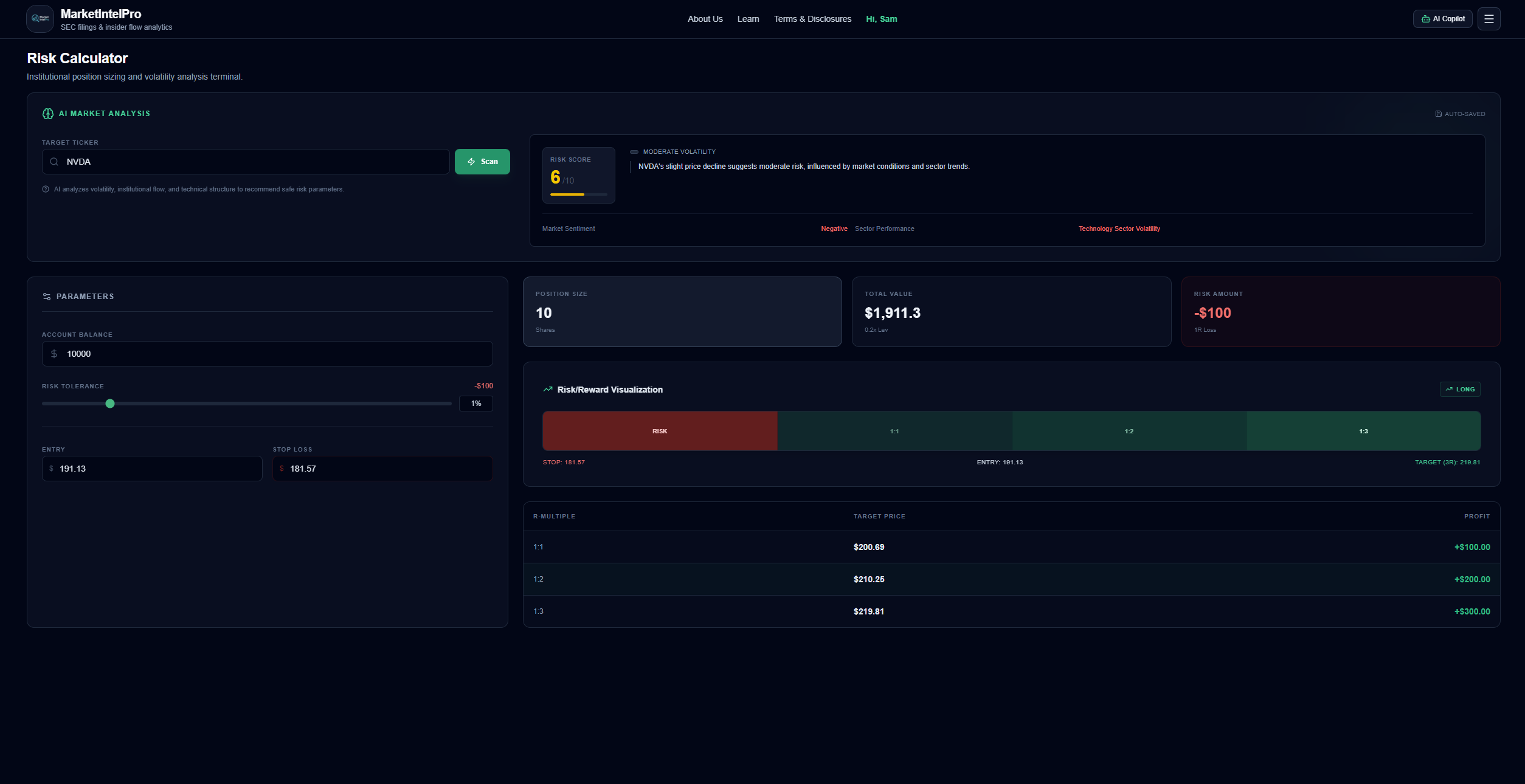 Variance & Risk Calculator